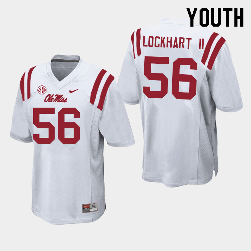 Danny Lockhart II Ole Miss Rebels NCAA Youth White #56 Stitched Limited College Football Jersey CDB5458AX